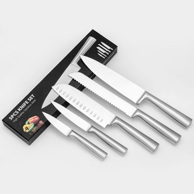 Kitchen Knife Set Knife Block Set,5-Piece Kitchen Knife Set, Stainless Steel Kitchen Knife Set, Dishwasher Washable Ultra-Sharp Blade Ergonomic Handle