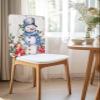 AMZRicher Blue Snowman Christmas Chair Back Covers for Dining Chairs 8 Pack, Washable Removable Chair Slipcover Back Chair Protector for Wedding Party Baby Shower Xmas Poinsettia Berry Snowflake view 2