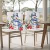 AMZRicher Blue Snowman Christmas Chair Back Covers for Dining Chairs 8 Pack, Washable Removable Chair Slipcover Back Chair Protector for Wedding Party Baby Shower Xmas Poinsettia Berry Snowflake view 4