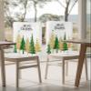 AMZRicher Christmas Chair Back Covers for Dining Chairs 4 Pack, Washable Removable Chair Slipcover Back Chair Protector for Wedding Party Baby Shower Minimalist Geometric Tree Green Gold view 4