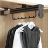 ARTSZY Pull Out Closet Rod, Adjustable Sliding Wardrobes Rack, Telescopic Closet Hanging Organizer Bracket, Metal Valet Rod with Sliding Rail, Black(41-81cm/16.1-31.8in) view 1