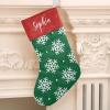 CUXWEOT White Snowflake on Green Christmas Stockings Custom Personalized Name Xmas Festive Gift Decor Family Party 17.52 x 7.87 Inch view 2