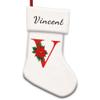 MALIHONG Personalized 1 Pack White Christmas Stocking Monogram Letter V Custom Name Velvet Xmas Christmas Stocking Holiday Firework Decor Gift for Family Friends 14.4" view 1