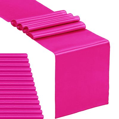 15-Pack Satin Table Runner Fuchsia 12 x 108 inches Long, Table Runners for Wedding, Birthday Parties, Banquets Decorations15 Pack, 12x108 Inch, Fuchsia