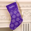 CUXWEOT Pink Snowflake on Purple Christmas Stockings with Name Text Personalized Custom Xmas Festive Gift Decor 17.52 x 7.87 Inch view 1