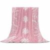 Fuzzy Fleece Throw Blanket, Lightweight Christmas Snowflake Watercolor Pine Leaves Pink Super Soft Flannel Bed Blankets, Reversible Plush Sherpa Blankets for Couch, Bed, Sofa 49"x59" view 1