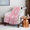 Fuzzy Fleece Throw Blanket, Lightweight Christmas Snowflake Watercolor Pine Leaves Pink Super Soft Flannel Bed Blankets, Reversible Plush Sherpa Blankets for Couch, Bed, Sofa 49"x59" view 2