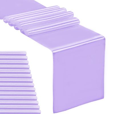 15-Pack Satin Table Runner Lavender 12 x 108 inches Long, Table Runners for Wedding, Birthday Parties, Banquets Decorations15 Pack, 12x108 Inch, Lavender