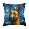 Belgian Malinois Dog Starry Night Painting Dog Mom Dad Throw Pillow view 1