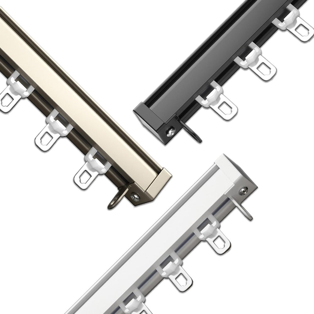 LIGUOYI Ceiling Curtain Track Rail 6.5-16.4 19.7 Ft Track Curtains Wall Mount Track Kit with Hooks and Pulleys, Curtain Rails Silent Sliding for Living, Bed, Bath Room