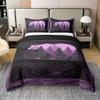 100% Cotton Purple Bear Duvet Cover Wild Jungle Animal Botanical Trees Decor Bedding Set for Kids Teens Adults Lodge Cabin Rustic Style Comforter Cover with 2 Pillowcases(No Comforter) Queen Size view 1