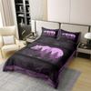 100% Cotton Purple Bear Duvet Cover Wild Jungle Animal Botanical Trees Decor Bedding Set for Kids Teens Adults Lodge Cabin Rustic Style Comforter Cover with 2 Pillowcases(No Comforter) Queen Size view 3