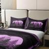 100% Cotton Purple Bear Duvet Cover Wild Jungle Animal Botanical Trees Decor Bedding Set for Kids Teens Adults Lodge Cabin Rustic Style Comforter Cover with 2 Pillowcases(No Comforter) Queen Size view 4