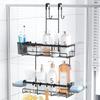 Aitatty Over the Door Shower Caddy Hanging: Black Rustproof Shower Organizer over the Door - No Drilling Bathroom Rack for Inside view 1