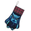 Blue Owl Printed Pet Paw Christmas Stockings Personalized Christmas Plaid Stockings Xmas Fireplace Hanging Stockings for Christmas Decorations view 2