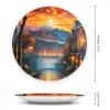 Abstract Autumn Road Street Decorative Plate for Wall Ceramic Home Wobble-Plate with Display Stand Table Decor Ornament Thanksgiving Christmas Decoration Porcelain Dinner Plate Dessert Dish 6" view 2