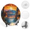 Abstract Autumn Road Street Decorative Plate for Wall Ceramic Home Wobble-Plate with Display Stand Table Decor Ornament Thanksgiving Christmas Decoration Porcelain Dinner Plate Dessert Dish 6" view 4