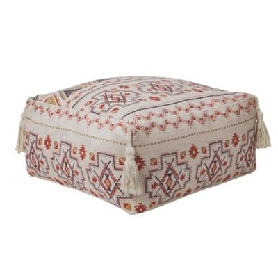 SBOJI Pouf for Living Room, Floor Pouf with Fringe for Sofa,Square Cloth Bean Bag Ottoman Pouffe Foot Rest Footstool for Bedroom (Color : Beige, Size : 45 * 45 * 20cm)