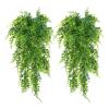2PCS Artificial Hanging Plants Fern, Plastic Green Fake Wall Hanging Ferns Plants, Artificial Greenery Plant Greenery Vines for Garden Wedding Decoration view 1