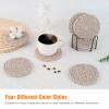 Coasters with Holder, Cotton Woven CoastersAbsorbent Coaster Set of 8 for Table Protection, Home Decor, Glasses, Cups, Bar, Housewarming Gift view 3