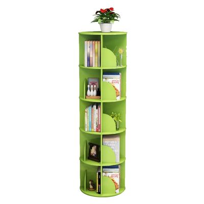 Children's Bookshelf Organiser Creative Rotating Bookshelf Round Floor Bookshelf Multi-Layer Shelf Height Adjustable Multifunctional Storage Rack Double-Layer Three-Layer Five-Layer ( Color : Green ,
