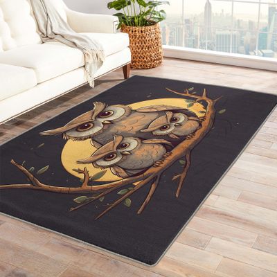 Owl Rug & Home Decor - 4x5 Rug, Kids Rugs for Living Room Bedroom, Owl Carpet, Washable Non Slip Soft Low Pile Indoor Area Rug & Room Decor