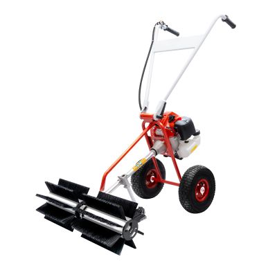 Gas Power Sweeper,43CC 2 Stroke Gas Powered Lawn Sweeper Handheld Walk Behind Power Sweeper,Outdoor Gasoline Power Broom Sweeper Snow Brush Sweeper for Driveway Walkway Park
