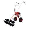 Gas Power Sweeper,43CC 2 Stroke Gas Powered Lawn Sweeper Handheld Walk Behind Power Sweeper,Outdoor Gasoline Power Broom Sweeper Snow Brush Sweeper for Driveway Walkway Park view 1