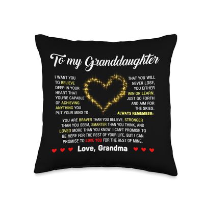 Christmas Birthday Gift For Granddaughter To My Granddaughter I Want You to Believe Deep in Your Heart Throw Pillow, 16x16, Multicolor