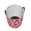 Kawaii Fruit Cute Strawberry Laundry Basket Waterproof Collapsible Laundry Hamper with Durable Handle Circular Storage Basket Dirty Clothes Bag for Bedroom Bathroom Living Room view 3