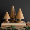 KALALOU Set of Three Turned Wooden Christmas Trees view 1