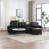 88.98" Convertible Sectional Sofa Couch with Flip Storage & Cup Holder, Modern L-Shape 3-Seat Sofa Couch, Modern Futon Sofa Bed with Plastic Feet, Sleeper Sofa Set for Living Room Bedroom (Black PU) view 3