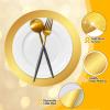100 Pieces Gold Paper Placemats Round Disposable Glitter Table Mats Mirror Foil Decorative Place Mats for Wedding Holiday Party Christmas Dining Table Decor view 4