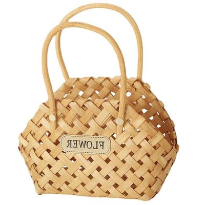 yungluner Woven Wood Flower Basket Hand-Held, Lightweight, Non-Toxic, Suitable for Weddings, Home Decor, Storage, and Mobility