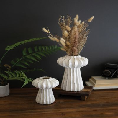 Set of Two Organic White Ceramic VASES - Jelly Fish