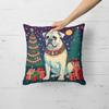 Caroline's Treasures DAC1105PW1414 White Boxer Christmas Fabric Decorative Pillow Machine Washable, Indoor Outdoor Decorative Pillow for Couch, Bed or Patio, 14Hx14W view 2