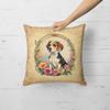 Caroline's Treasures DAC2087PW1818 Beagle and Flowers Fabric Decorative Pillow Machine Washable, Indoor Outdoor Decorative Pillow for Couch, Bed or Patio, 18Hx18W view 2