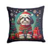 Caroline's Treasures DAC1157PW1414 Shih Tzu Christmas Fabric Decorative Pillow Machine Washable, Indoor Outdoor Decorative Pillow for Couch, Bed or Patio, 14Hx14W view 1