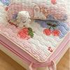 FCLDESHOP Elastic Fitted Mattress Protector,Thickened and Quilted Coral Fleece Mattress Protector, Cartoon Printed Mattress Topper for Children's Room,Flower 1,180cmx200cm (71 X 79inch) view 2
