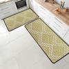 GUYOS Gold Textured Line Patterns 47x17 Inch/29x17 Inch Kitchen Rug Mats 2 Pieces Anti Fatigue mats for Kitchen Floor, Specialized in Anti Slippery and Machine Washabl view 3