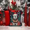 Caroline's Treasures DAC1123PW1414 White English Bulldog Christmas Fabric Decorative Pillow Machine Washable, Indoor Outdoor Decorative Pillow for Couch, Bed or Patio, 14Hx14W view 3