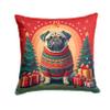 Caroline's Treasures DAC1148PW1818 Fawn Pug Christmas Fabric Decorative Pillow Machine Washable, Indoor Outdoor Decorative Pillow for Couch, Bed or Patio, 18Hx18W view 1