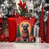 Caroline's Treasures DAC1148PW1818 Fawn Pug Christmas Fabric Decorative Pillow Machine Washable, Indoor Outdoor Decorative Pillow for Couch, Bed or Patio, 18Hx18W view 2