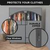 HOLDN STORAGE Portable Wardrobe Closet - 65 lb Large Capacity, Internal Heavy Duty Metal Rod, Zipper & Clear Window, Durable Clothes Organizer, Tool-Free Easy Assembly, Dark Gray Canvas Cover view 3