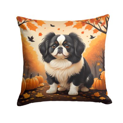 Caroline's Treasures DAC1052PW1818 Japanese Chin Fall Fabric Decorative Pillow Machine Washable, Indoor Outdoor Decorative Pillow for Couch, Bed or Patio, 18Hx18W