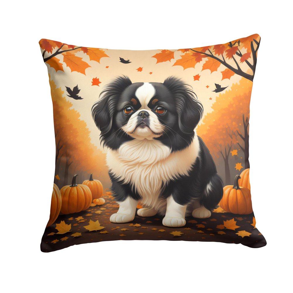 Caroline's Treasures DAC1052PW1818 Japanese Chin Fall Fabric Decorative Pillow Machine Washable, Indoor Outdoor Decorative Pillow for Couch, Bed or Patio, 18Hx18W
