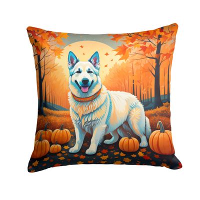 Caroline's Treasures DAC1047PW1414 White German Shepherd Fall Fabric Decorative Pillow Machine Washable, Indoor Outdoor Decorative Pillow for Couch, Bed or Patio, 14Hx14W