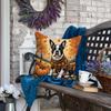 Caroline's Treasures DAC1024PW1818 Boston Terrier Fall Fabric Decorative Pillow Machine Washable, Indoor Outdoor Decorative Pillow for Couch, Bed or Patio, 18Hx18W view 2