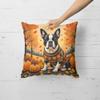 Caroline's Treasures DAC1024PW1818 Boston Terrier Fall Fabric Decorative Pillow Machine Washable, Indoor Outdoor Decorative Pillow for Couch, Bed or Patio, 18Hx18W view 4