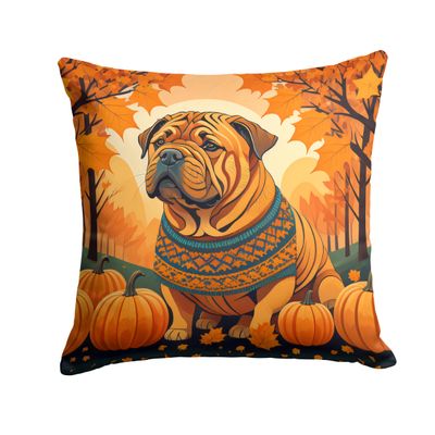 Caroline's Treasures DAC1070PW1818 Shar Pei Fall Fabric Decorative Pillow Machine Washable, Indoor Outdoor Decorative Pillow for Couch, Bed or Patio, 18Hx18W